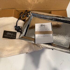 NEW IN BOX MICHAEL ARAM BLACK ORCHID SILVER MINI TRAY